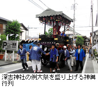 写真：深志神社の例大祭を盛り上げる神輿行列