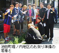 写真：池田町堀ノ内地区のお祭り準備の若者と