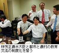 写真：林芳正農水大臣と都市と農村の教育交流の制度化を誓う