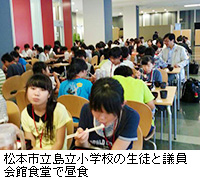 写真：松本市立島立小学校の生徒と議員会館食堂で昼食