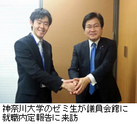 写真：神奈川大学のゼミ生が議員会館に就職内定報告に来訪