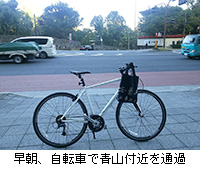 写真：早朝、自転車で青山付近を通過