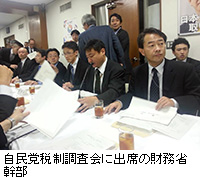 写真：自民党税制調査会に出席の財務省幹部