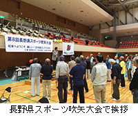 写真：長野県スポーツ吹矢大会で挨拶