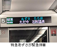 写真:特急あずさが緊急停車